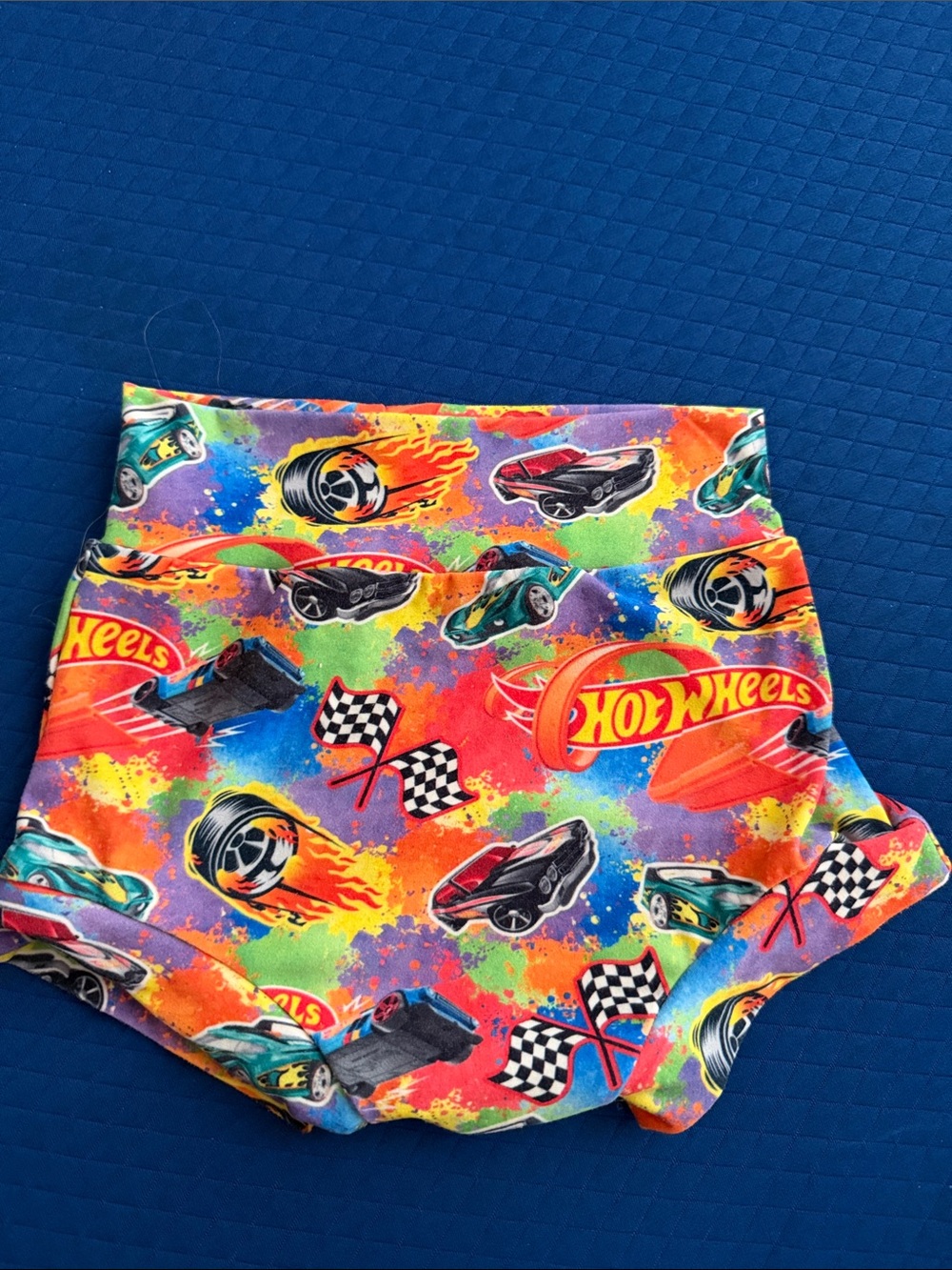 Kids' Multicolor Racing Print Bummies Shorts